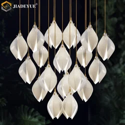 Modern Magnolia staircase long pendant light, living room, dining room, bedroom, bedside ceramic LED adjustable pendant light