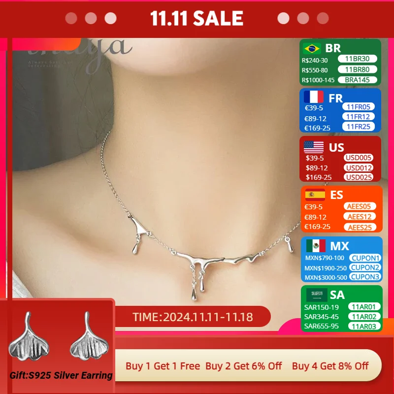 Thaya Original Design Falling Rain Injury S925 Sterling Silver Necklace Simple Choker Necklace Female Jewelry Gift for Women