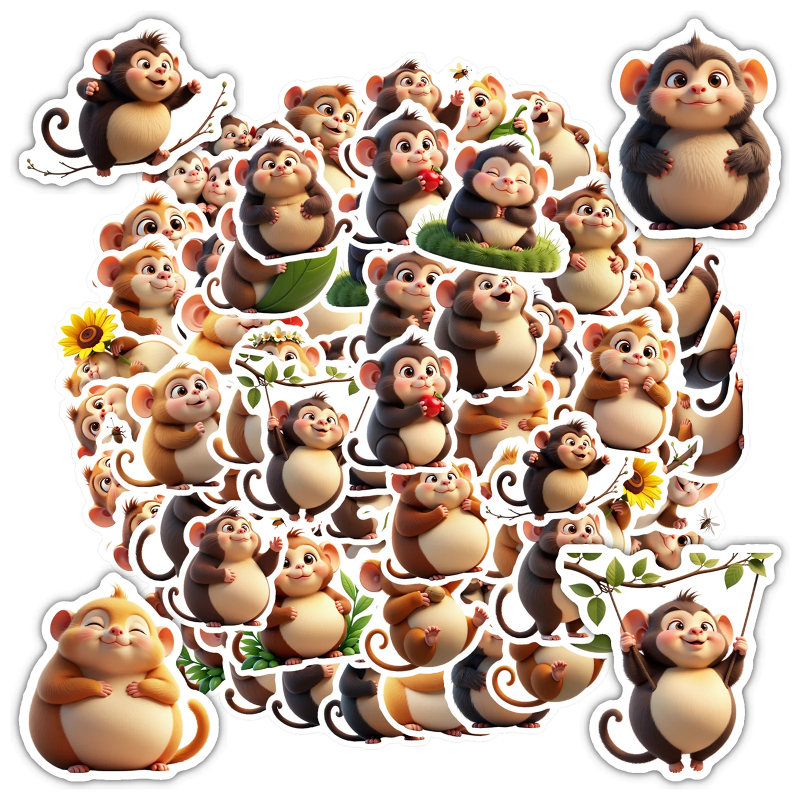 

35-100 шт., наклейки с игривой природой, милые наклейки с изображением обезьяны, канцелярские наклейки для телефона «сделай сам», ноутбука, скрапбукинга, велосипеда