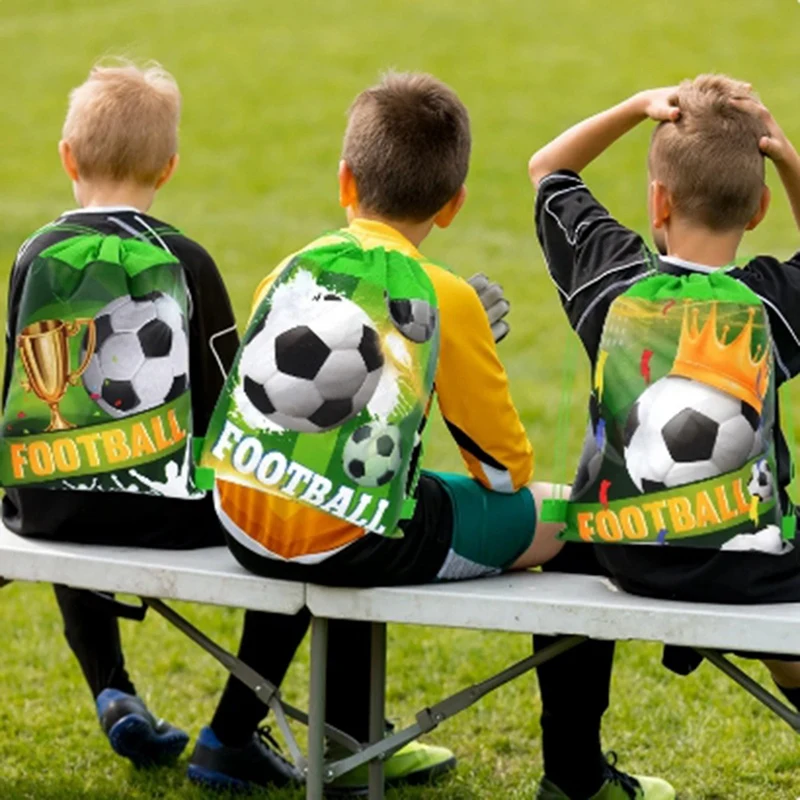 Sac à dos de football non tissé pour enfants, sacs de rangement de collations, emballage de bonbons, cadeaux de football, proximité, fête sportive, wstring