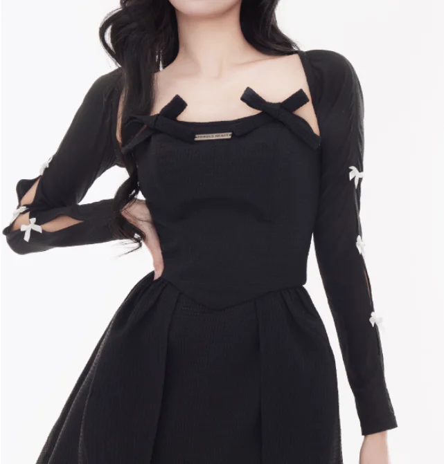 ربيع الخريف تنوعا لطيف فتاة الجوف خارج القوس الأسود واقية من الشمس سترة حلوة كول سليم موضة كم طويل قصير محبوك القمم