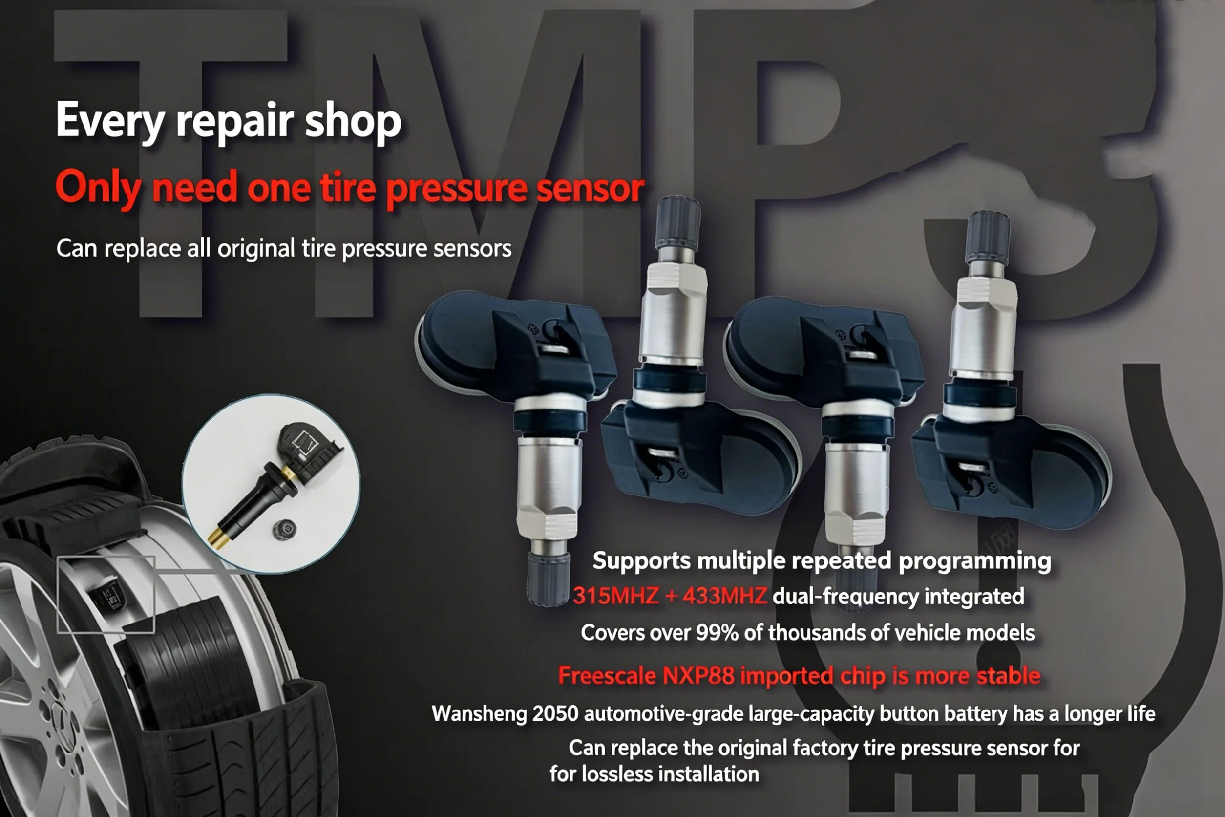 Programmable Tire Pressure Sensor for Tire Pressure Monitoring 1set4pcs