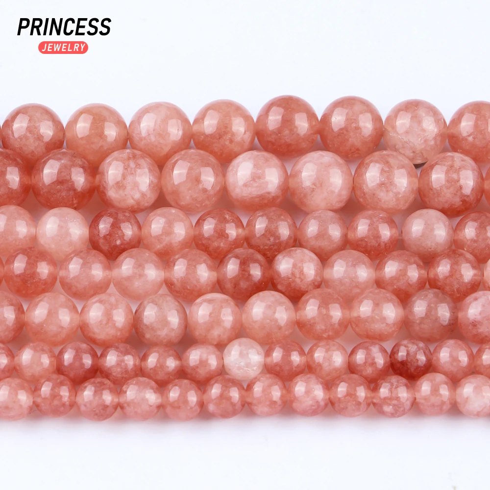 A+ Natural Pink Aventurine Pink Quartzite Jade Loose Beads for Jewelry Making Bracelet Stone Beads DIY Accessories 4 6 8 10 12mm