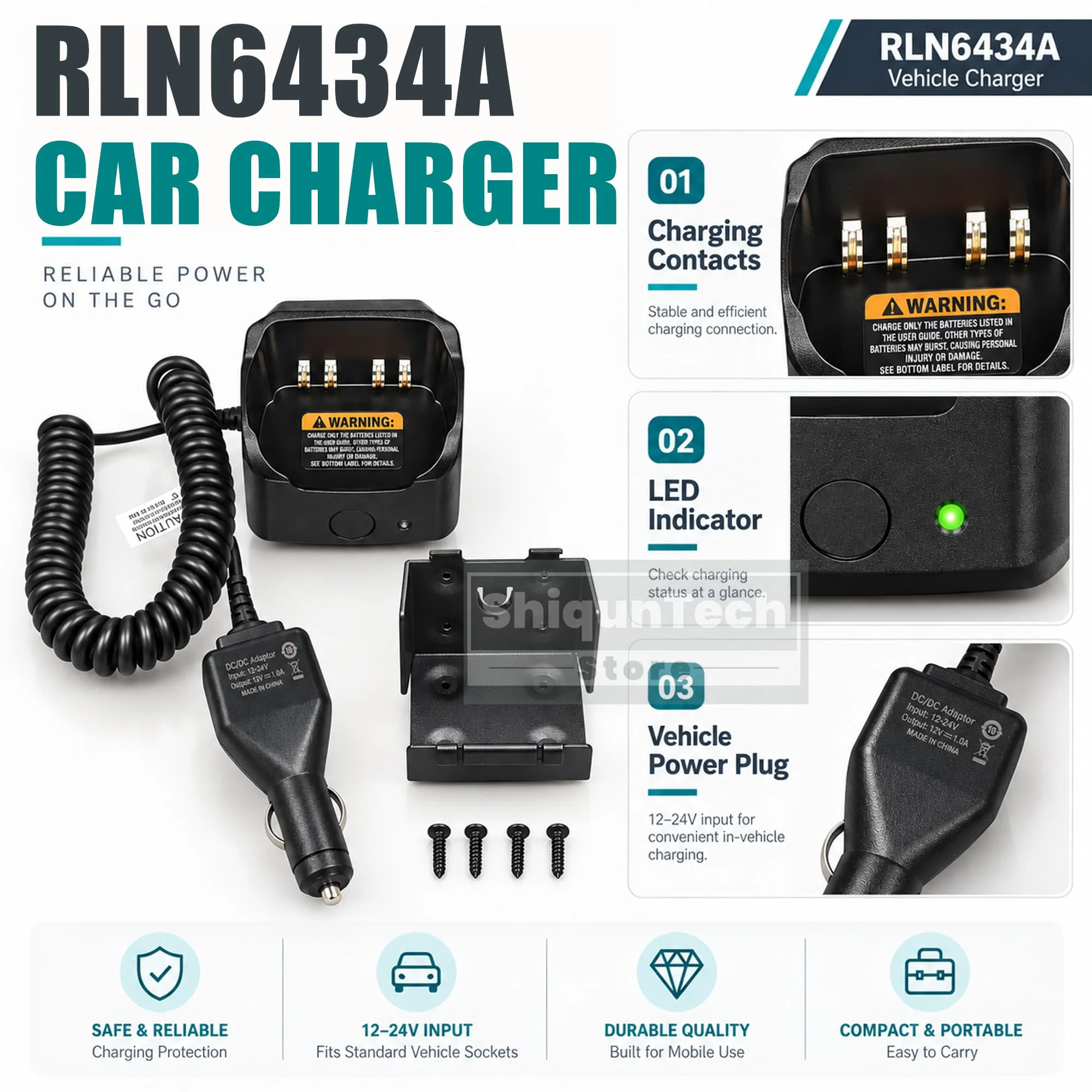 Vehicle Travel Charger RLN6434A Ham Radio Car Charger Cigarette Lighter 12-24V Compatible With APX8000 SRX2200 NNTN8092 PMNN4485