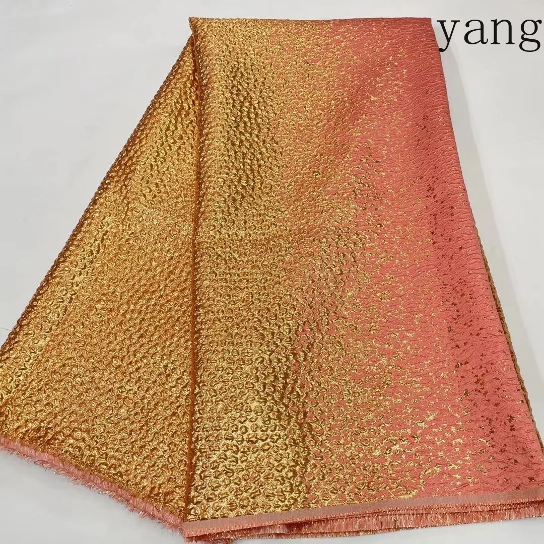 French Brocade Lace Fabric African Jacquard Gilding Lace 2025 Latest Nigerian Damask Lace Material For Women Dress NJ6199