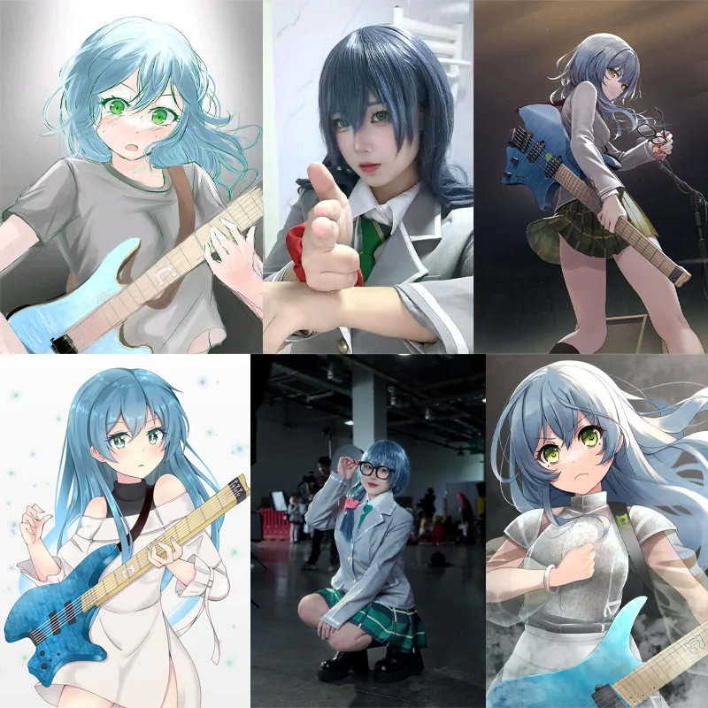Asahi Rokka Cosplay Wig Blue Gray with Bangs Long Wavy Heat Resistant Synthetic Hair Simulation Scalp for Women Convention Party