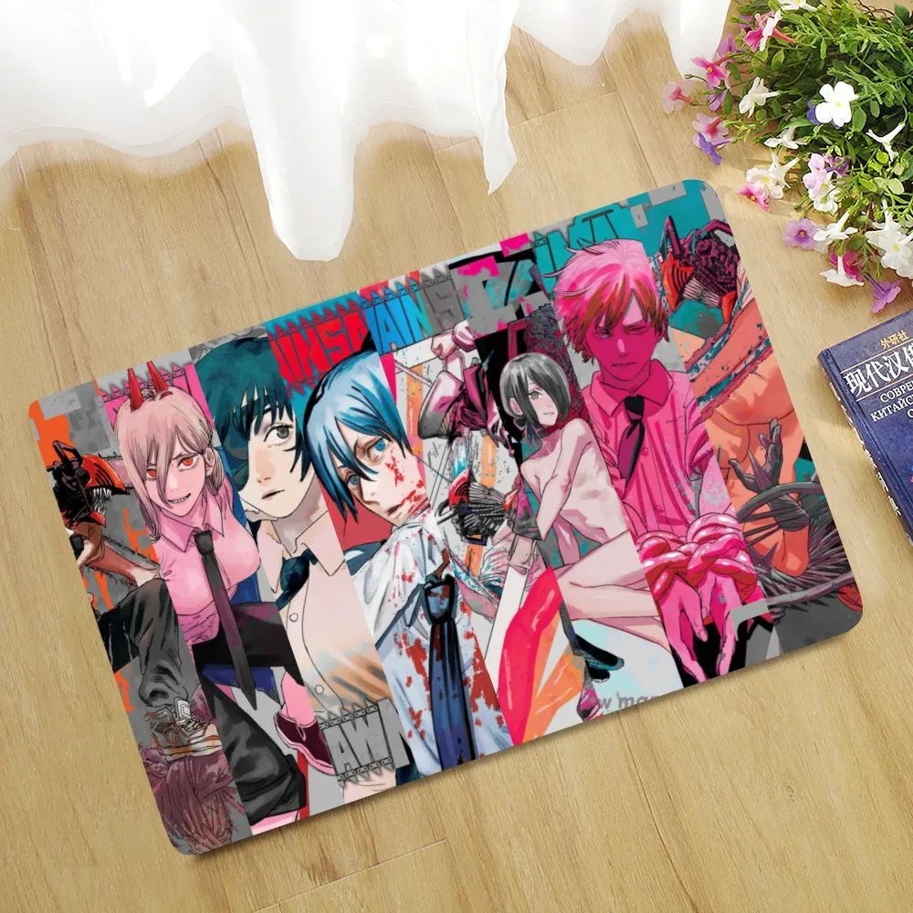 Bilibili Chainsaw Man Anime Floor Mat Anti-Slip Kitchen Bedroom Handmade Tufted Rug Carpet Living Room Entrance Rug