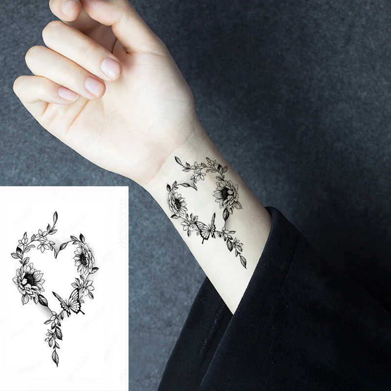 Tattoo Stickers Cute Flower Love Heart Pattern Butterfly Temporary Waterproof Tatoo for Men Women Makeup Party Hand Body Art