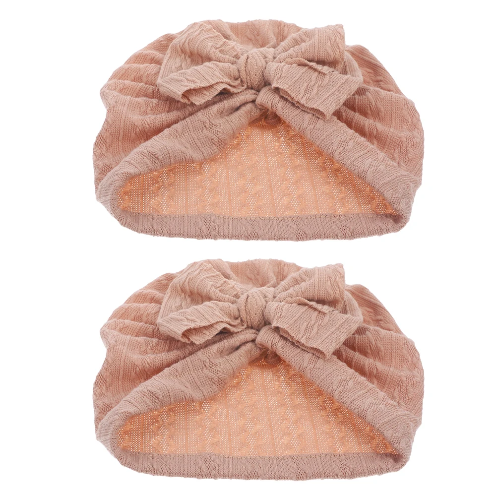 

2Pcs Baby Turban Stretchy Baby Bonnets Newborn Hat Bow Stretchy Bonnets Caps Infant Headwraps Soft Fabric Adjustable Fit