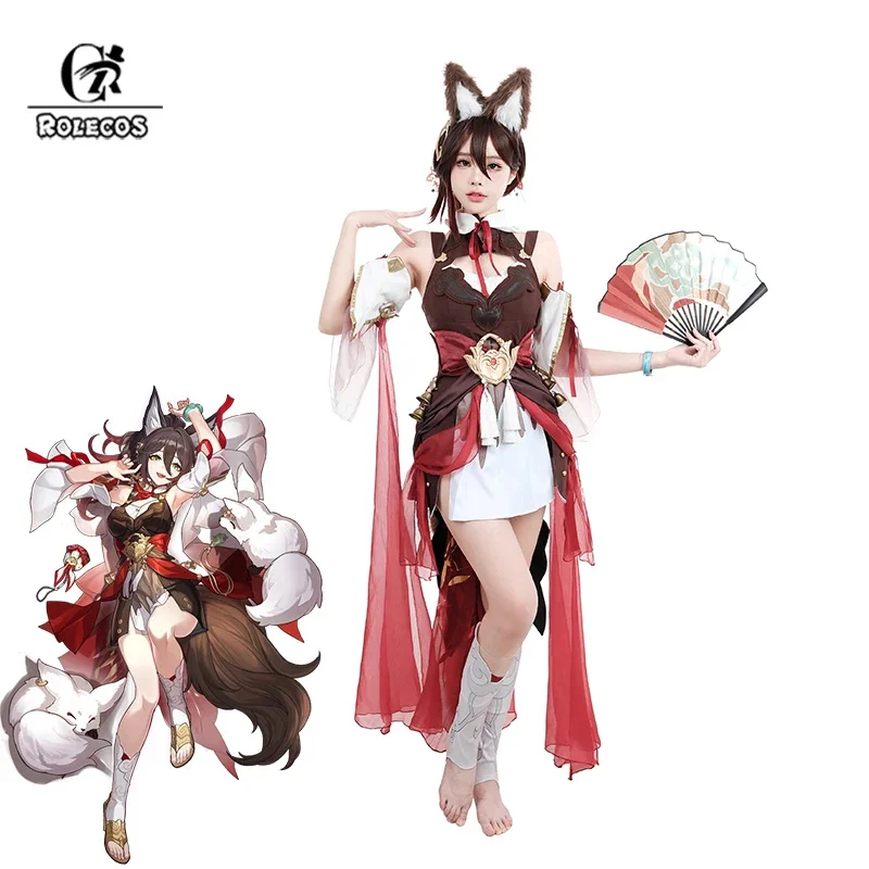 

ROLECOS Game Honkai Star Rail Tingyun Cosplay Costume Ancient Style Fox Tails Design Women Dress Halloween Carnival Party Suit