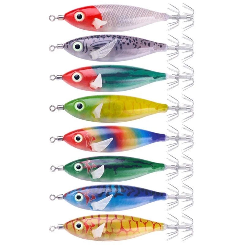 

8Pcs Shrimp Cuttlefish Jig Hook Multicolor Fishing Lures Baits Set for Fishing