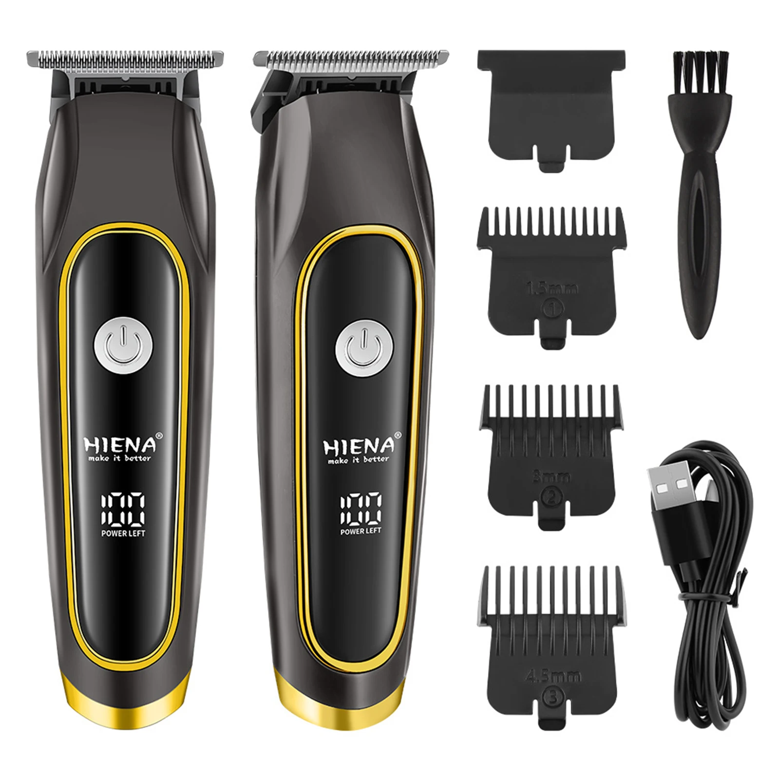 HIENA Haarschneider-Set, 1000–1200 mAh, leistungsstarker kabelloser elektrischer Haarschneider, Haarschneidemaschine für Herren, tragbare Rasierer