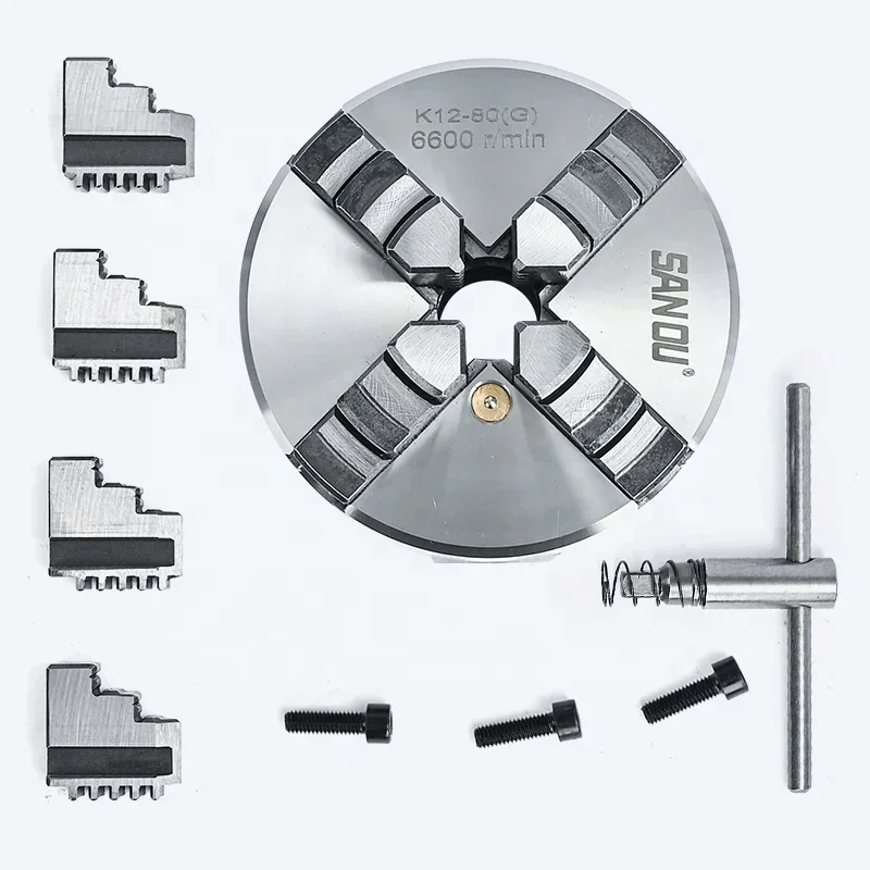 4-jaw chuck 80mm mini lathe chuck K12-80 self centering vortex chuck hard steel for mini lathes