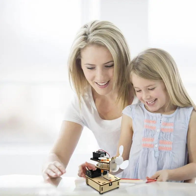 Kit de ciencia para niños, juguete educativo de madera, cabeza agitadora, ventilador, proyecto de ciencia, tablero de experimentos