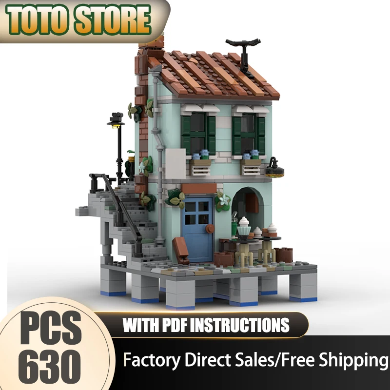 Stadt Street View Moc Bausteine Modulare Kleine Bäckerei Modell Technologie Modulare Blöcke Weihnachten DIY Spielzeug Bau Geschenke