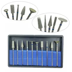 10Pcs/set Dental Diamond Point Polisher HP Shank Rotary Bur Set Dental Lab Polisher 2.35mm Shank Low Speed Handpiece Polisher