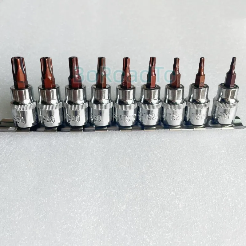 9pcs/set 5 Point Star Torx Screwdriver Bit Drive Socket Pentalobe TS10 TS15 TS20 TS25 TS27 TS30 TS40 TS45 TS50 Tools