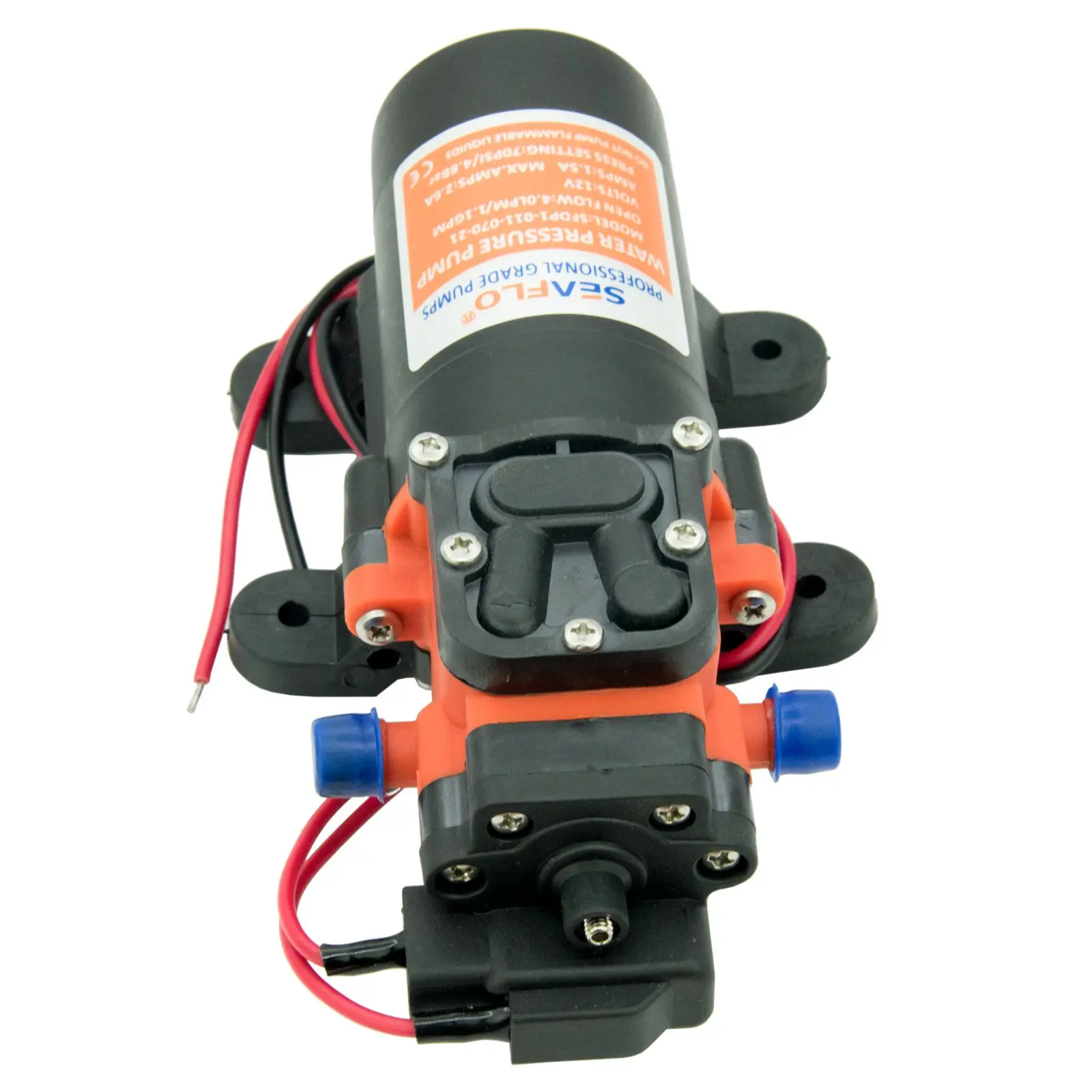 ปั๊มน้ำไดอะแฟรมแบบดูดน้ำเอง 12V 70 PSI 1.1 GPM สำหรับเรือ รถบ้าน คาราวาน ระบบน้ำจืด