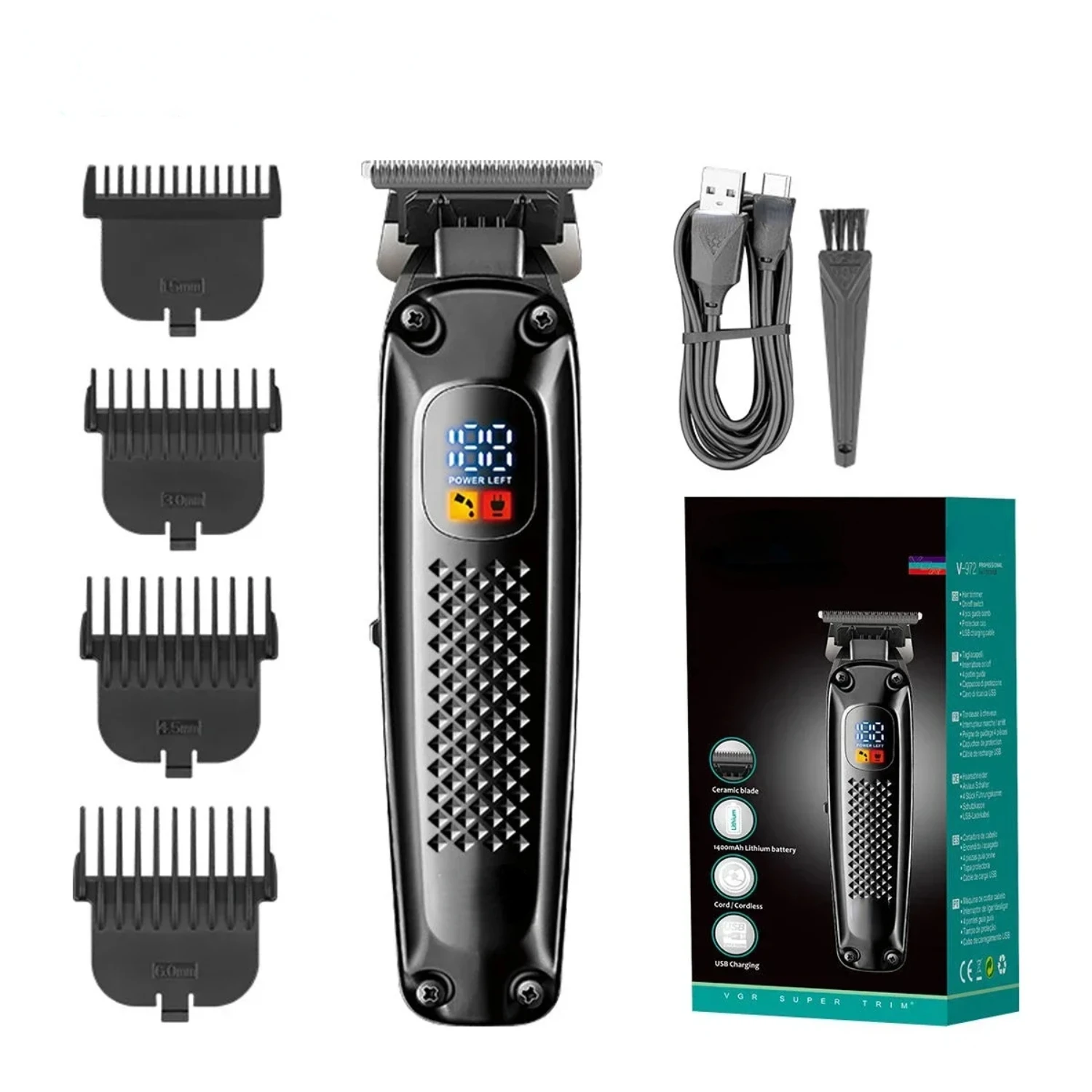 High-Performance Lightweight Cordless Hair Clipper Trimmer for Men - V-972: Enhanced Professional Precision Barber Haircut Machi