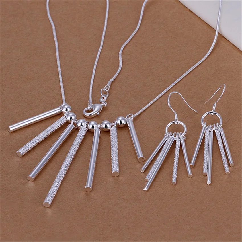 

High quality 925 Sterling Silver fashion woman Jewelry sets fine classic earrings necklace noble Party wedding Christmas Gifts