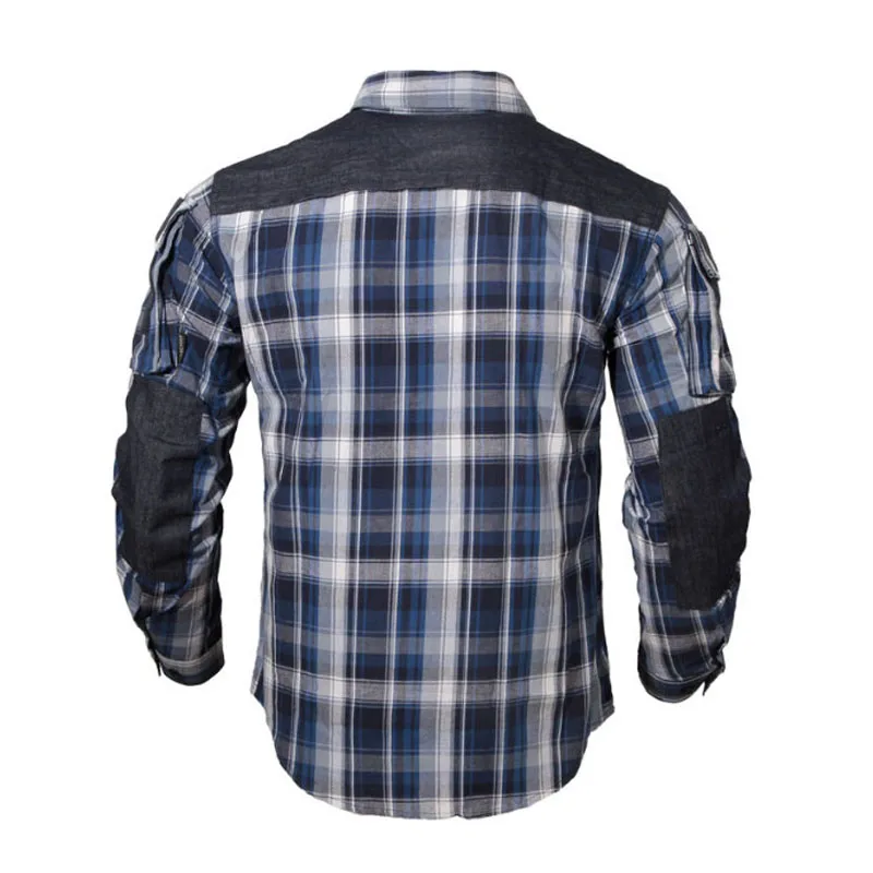 Army Fan Plaid Tactical Shirt Men Long Sleeve Breathable Cotton Plaid Shirt Women Outdoor Hiking Training Uniform Military Shirt