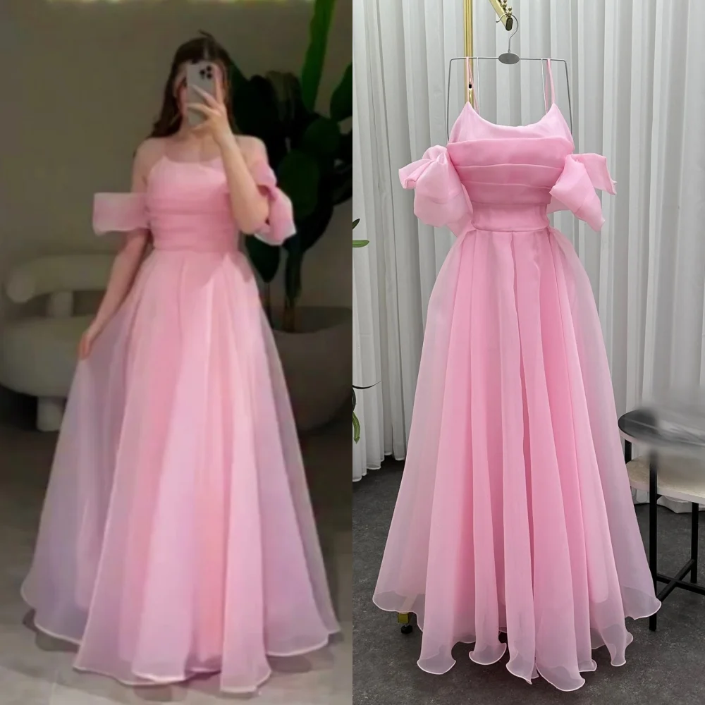 

Customized Organza Pleat Off-the-shoulder A-line Long Dresses Bespoke Occasion Zip Prom Party Gown Exquisite Formal High Quality