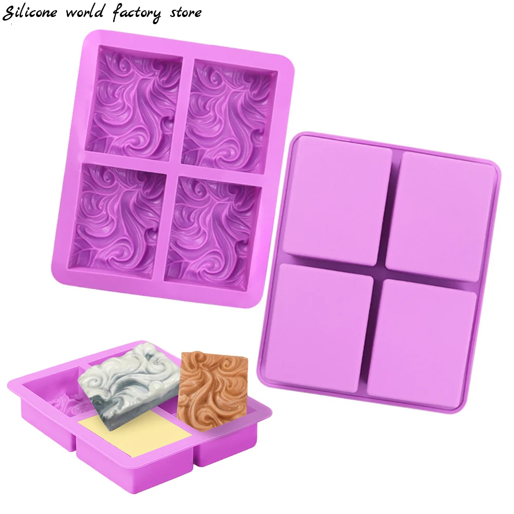 Silicone world 4-cavity wavy flower silicone handmade soap mold Cake mold DIY aromatherapy plaster mold essential oil soap mold