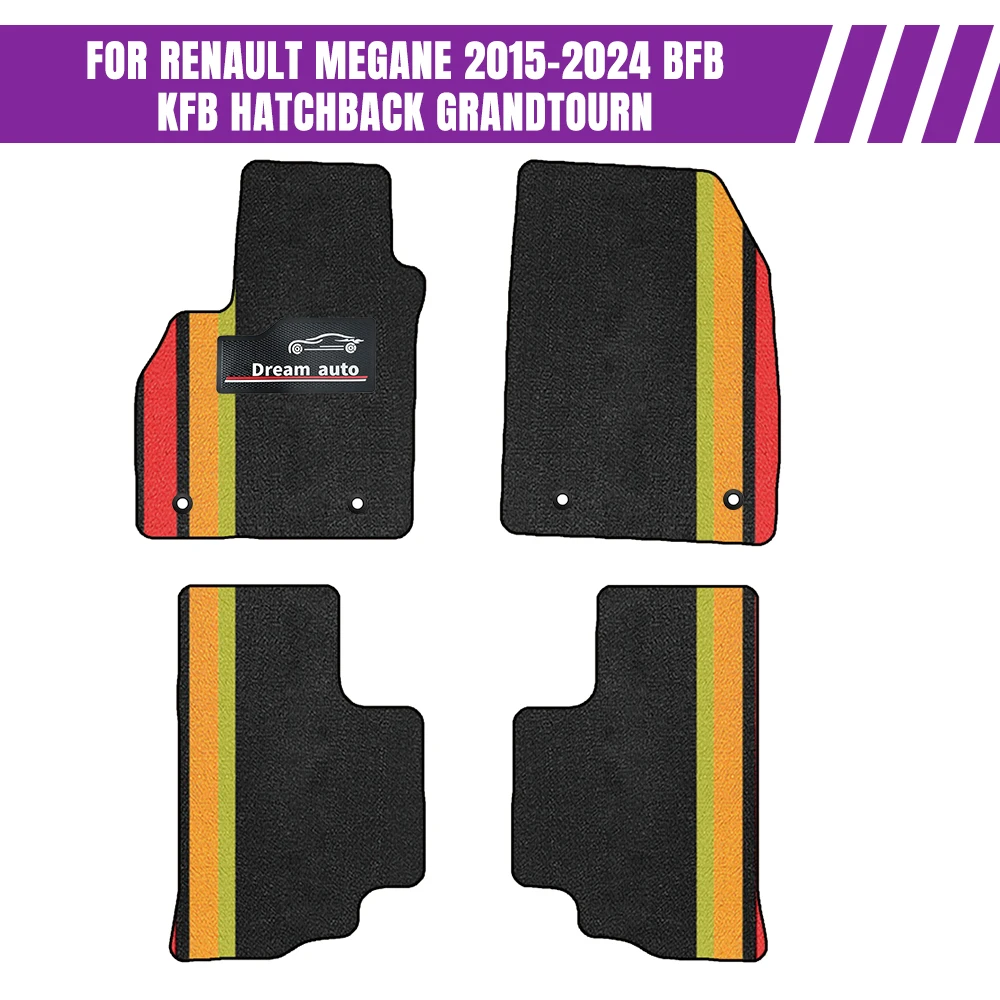 Car Mats With Buttons For Renault megane 2015-2024 BFB KFB hatchback Grandtourn Car-Specific Mats Floor Mats