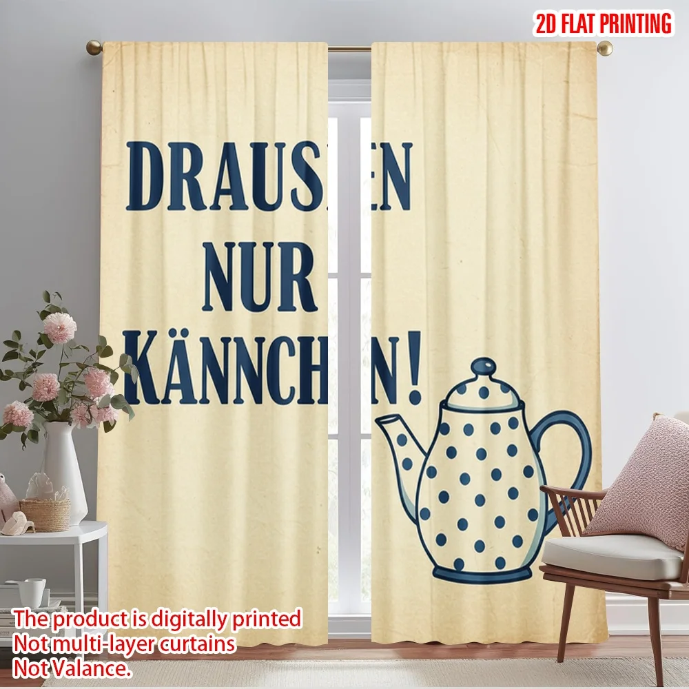 

2pcs 2D flat printing Party Curtains Outside Just Little Pot Polyester Without Electricity Festive Holiday for New Year and