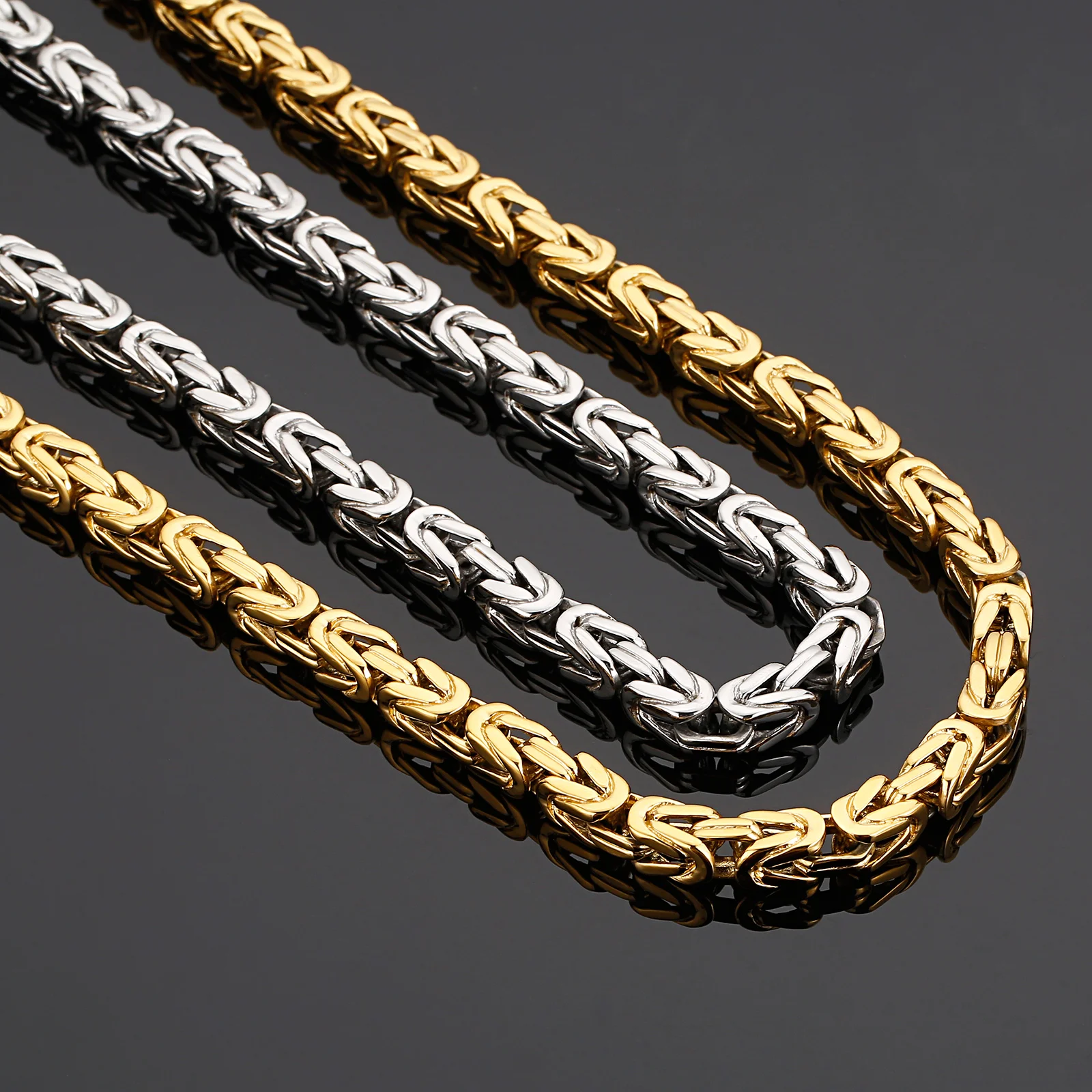 8mm Shiny Byzantine Heterotype Chain Bracelet & Necklace Set - Stainless Steel 316L - KN111208-KJX