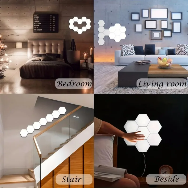 1pcs Hexagonal touch LED wall light, neutral white light, night light touch, convenient to use, energy-saving