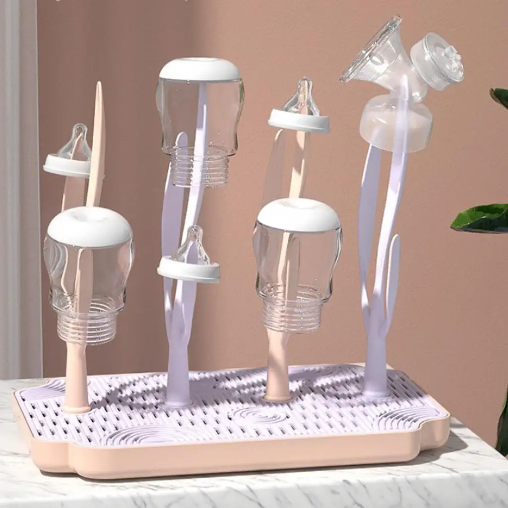 Countertop Bottle Drying Rack for Baby Feeding Supplies Detachable Holder for Nipples and Sippy Cups Quick Dry Storage