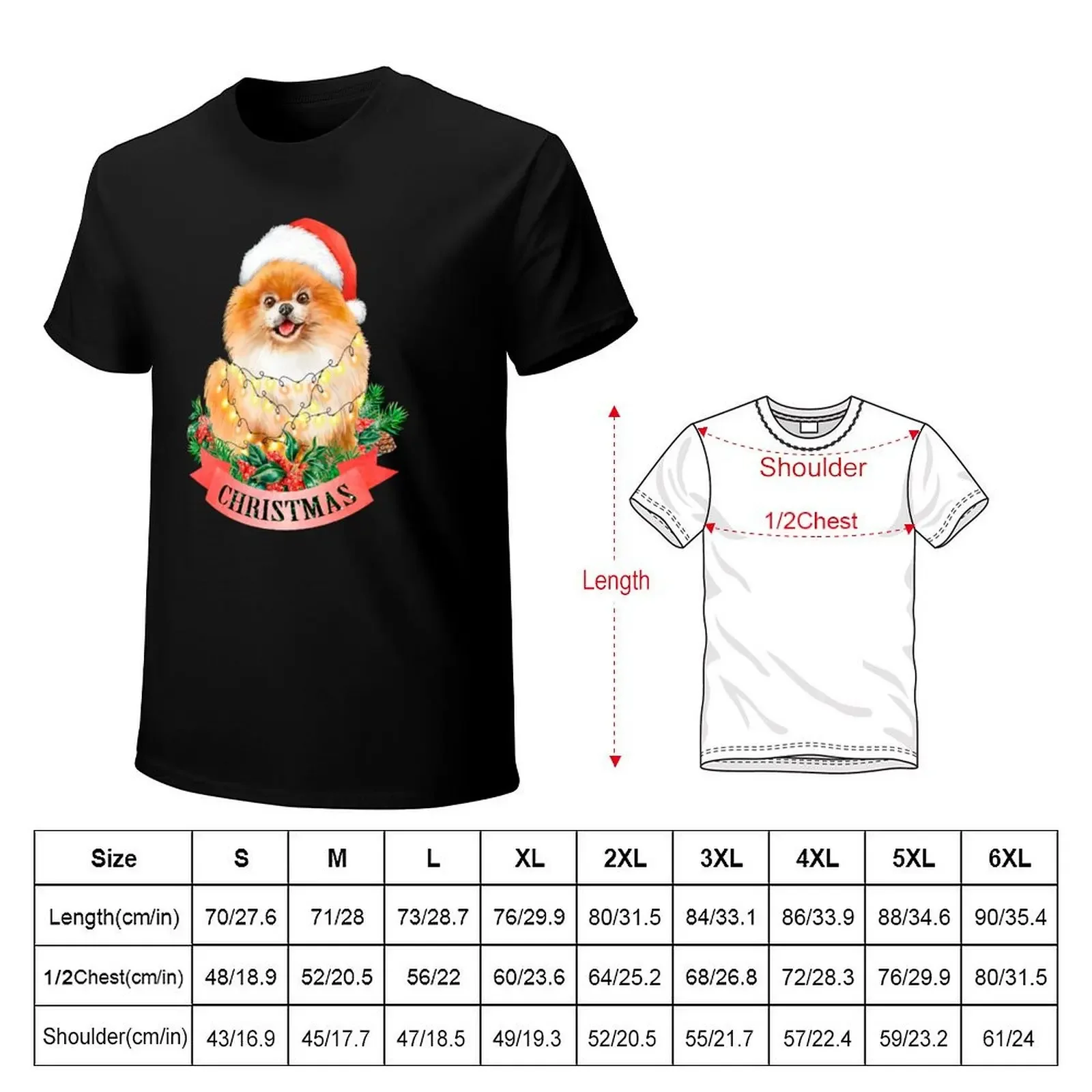 Christmas Pomeranian Spitz Tree Ornament With Santa Hat T-Shirt tees customizeds funny t shirts for men