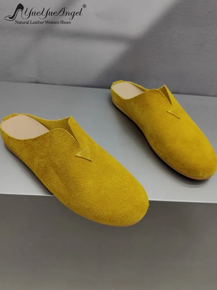 

Leisure High Quality Cow Suede Wearing Outside Comfortable Loafer Fashion Versatile Female Solid Color Round Toe Flat Footwear