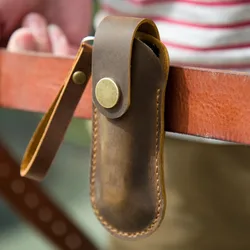 Echt lederen schede voor zakmeskoffer, koeienhuid hoes voor 58 mm, 85 mm, 91 mm, 111 mm, Wigo Happest meshoes