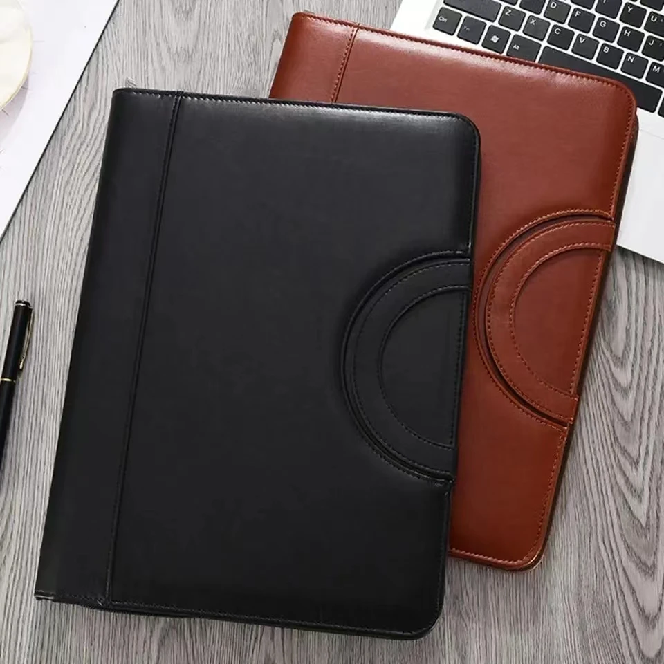 Large Capacity File Folder Pen Insert Card Slots Handle Design Faux Leather Business Manager A4 File Bag Office Supplies