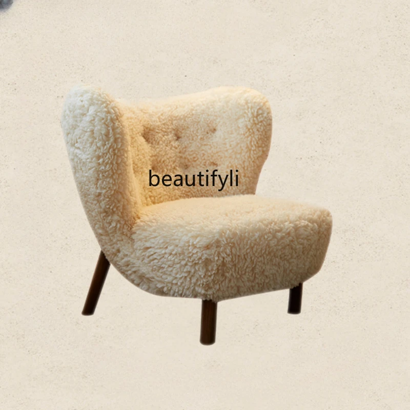 Little Petra Couch Nordic Modern Light Luxury Lamb Wool Leisure Chair Retro Living Room Single