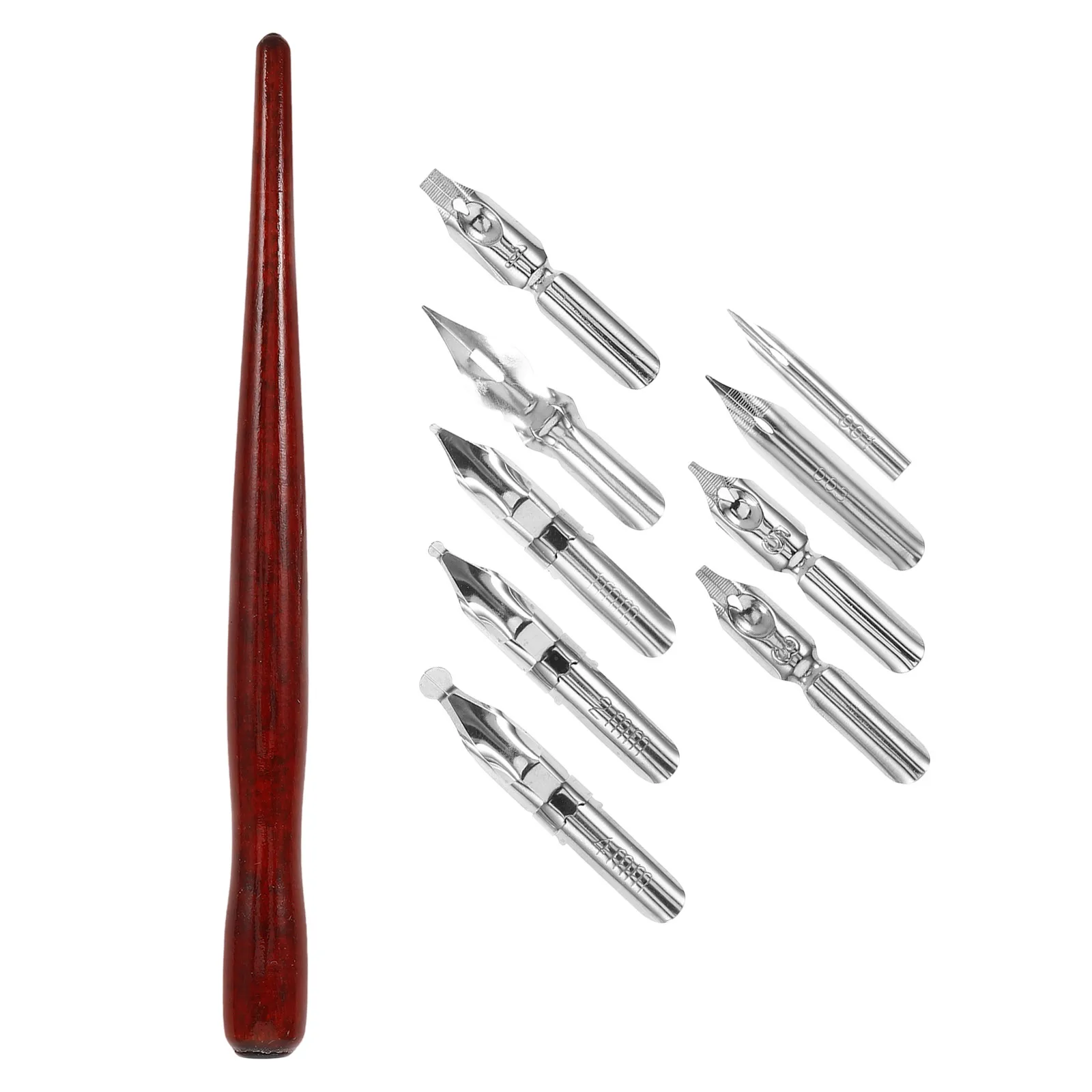 

1 set Dip Pen Set Calligraphy Drawing Gothic Lettering Brush Stainless Steel Nibs Vintage Comfortable Grip