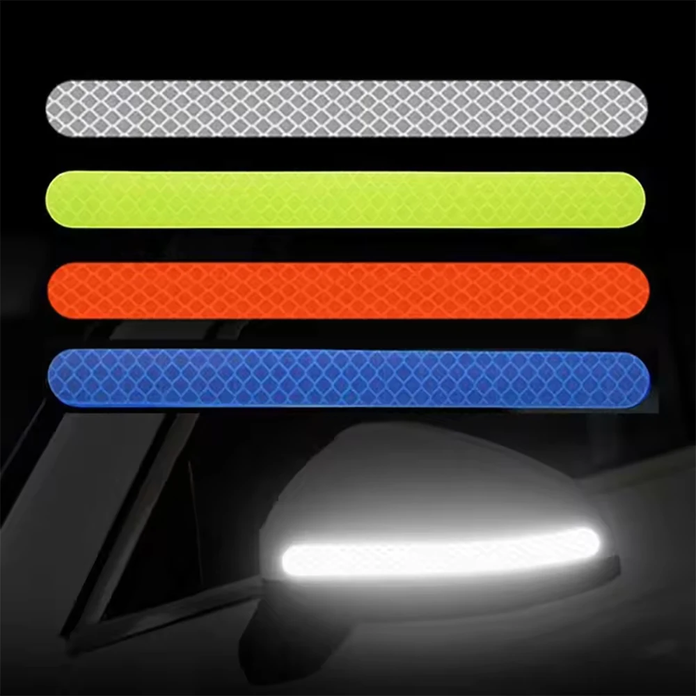 

2PCS Car Reflective Safety Strip Rearview Mirror Stickers Highlight Anti-collision Reflective Tape Safety Warning Car Accessory