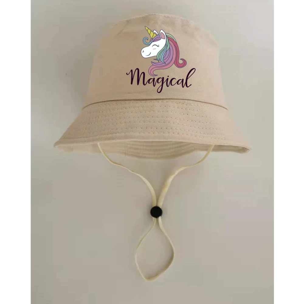 girls bucket hat unicorn hats cap accessories girls summer sun fishing hat cap for kids Windproof rope mommy and me bonnets