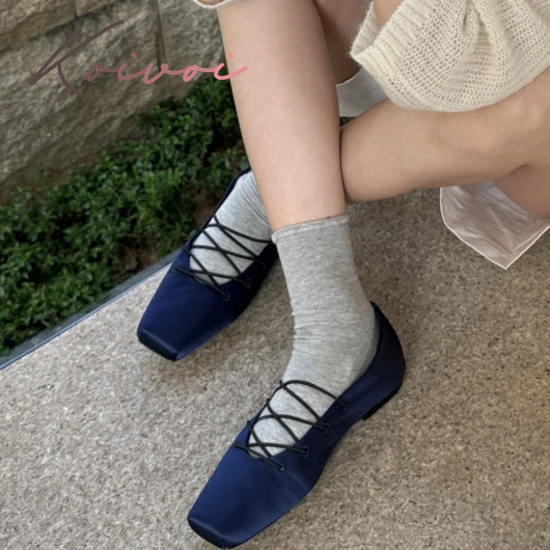 

Женские балетки на шнуровке с квадратным носком, атласные элегантные лоферы без шнуровки, весенне-осенние красные женские туфли Мэри Джейн