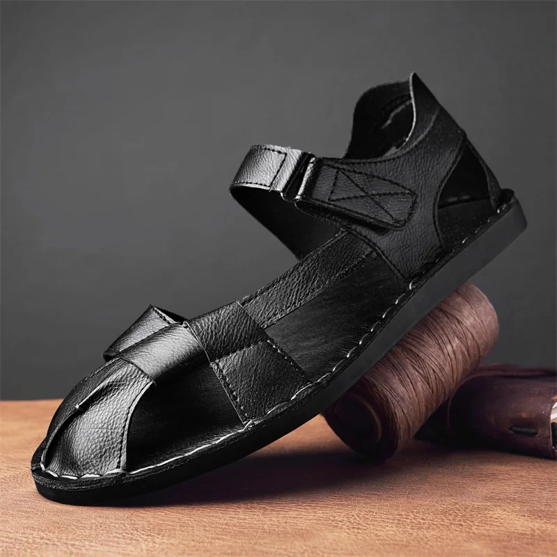 Fashion Casual Mens Sandals Summer Man Beach Shoes Classic Sandaly Outdoor Leather Male Wading Aqua Shoes Leisure Walk Slippers - zdjęcie 1