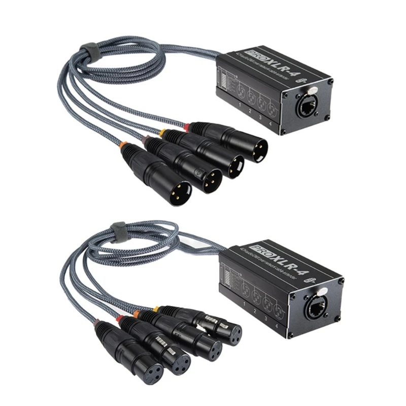 4 Channel 3Pin Snake Multi Networking Snake Receiver to Single Ethercon Cable Snake Box Extenders QXNF