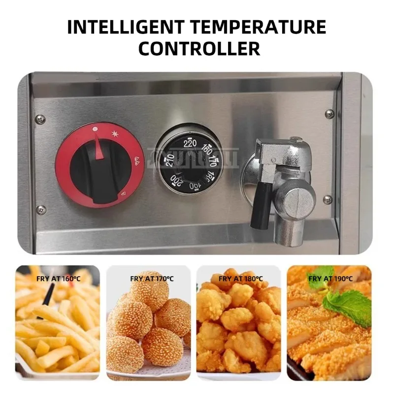 Commercial Table Deep Gas Fryer Single-cylinder Chicken Chips Fried Pan Restaurant Equipment