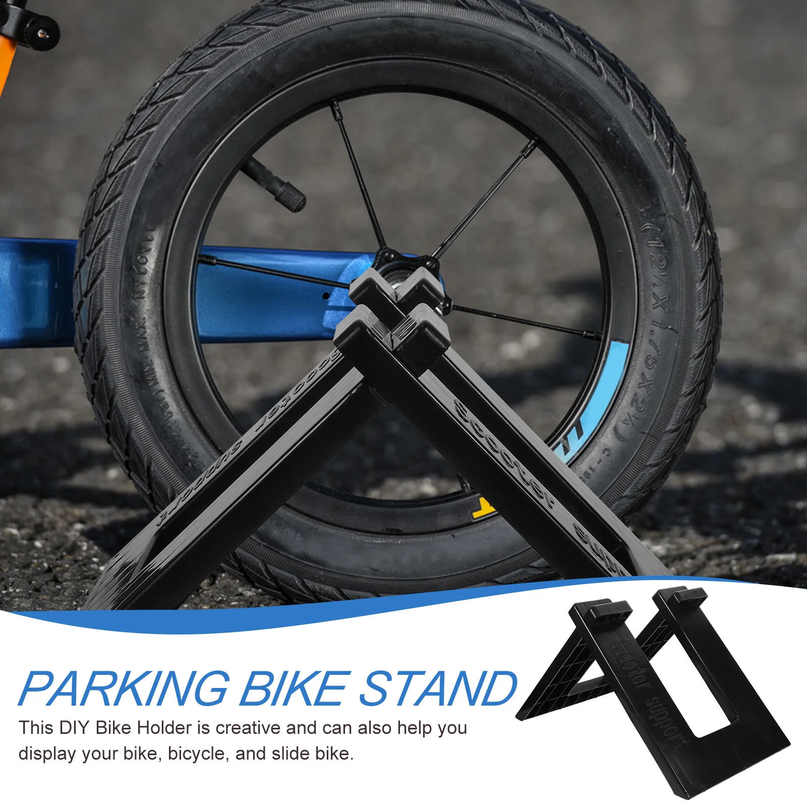 Estante de estacionamiento de coche de equilibrio para niños, soporte de Scooter para bicicleta, soporte de plástico desmontable portátil DIY, tapón de soporte, 2 piezas