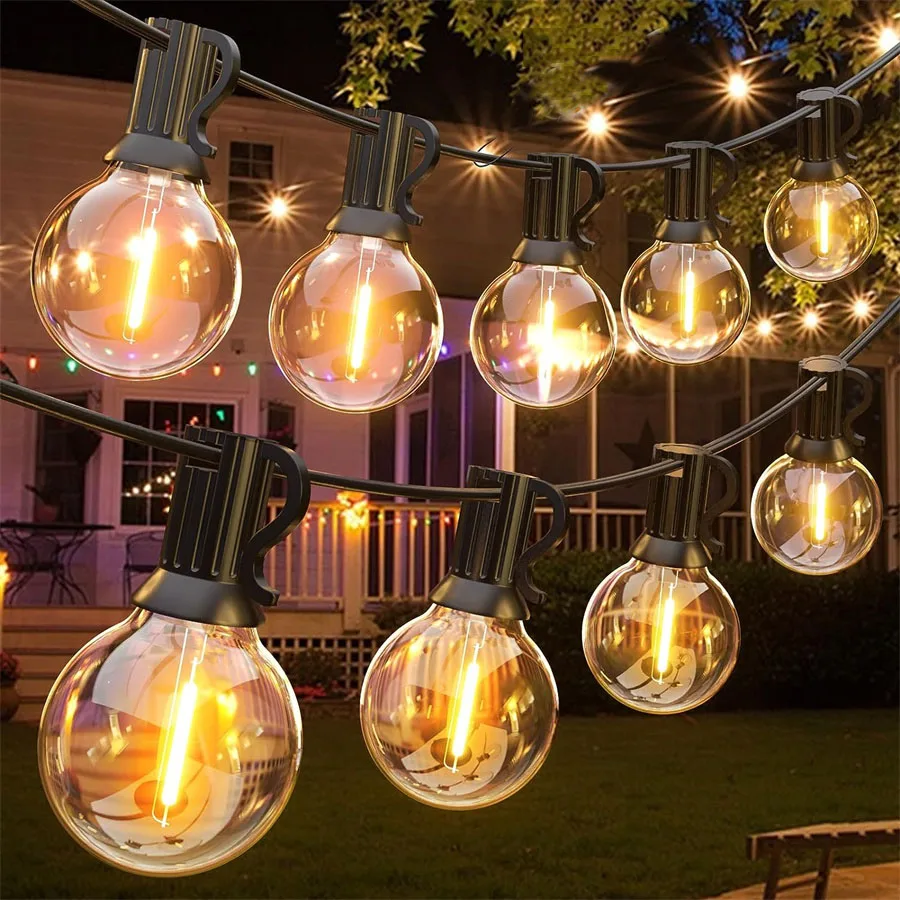 

100FT LED G40 Globe String Lights Outdoor 50 Waterproof Plastic Bulbs Christmas Fairy Light Outdoor Wedding Party Garland Light