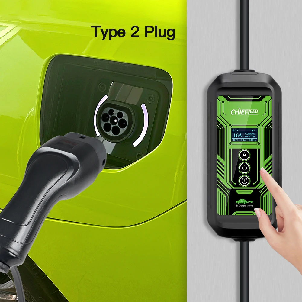 Chiefleed-Chargeur EV avec prise Schuko réglable, bouton intelligent, charge rapide IP67, Vope2, 16A, 3,6 kW, 5m, 220V-250V