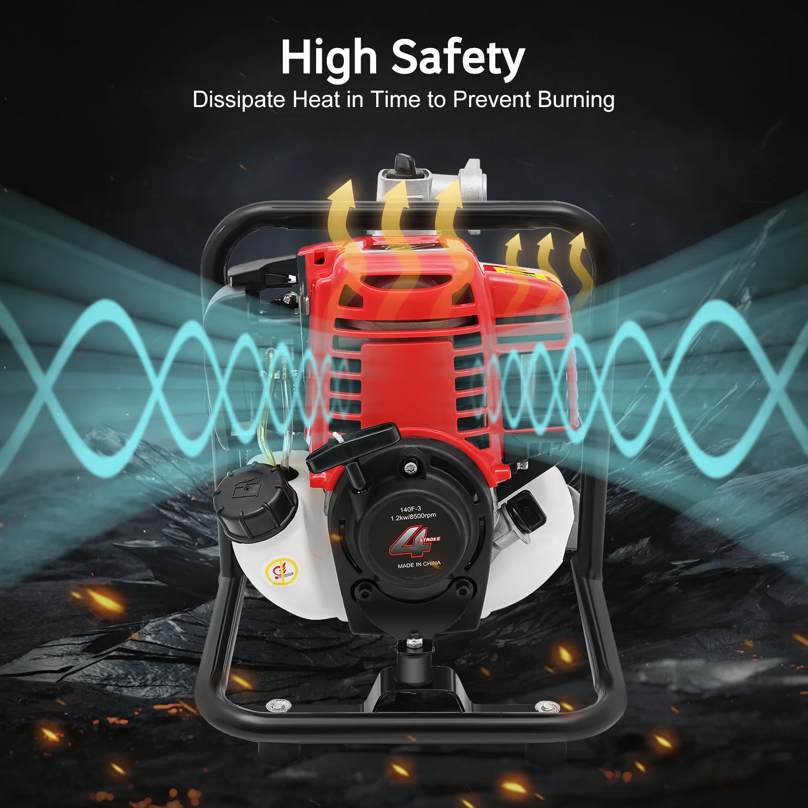 1.2KW Water Pump Gasoline Engine Water Pump 135L/min Flow & 30m Head, Gasoline Powered for Farm & Fire Rescue Use