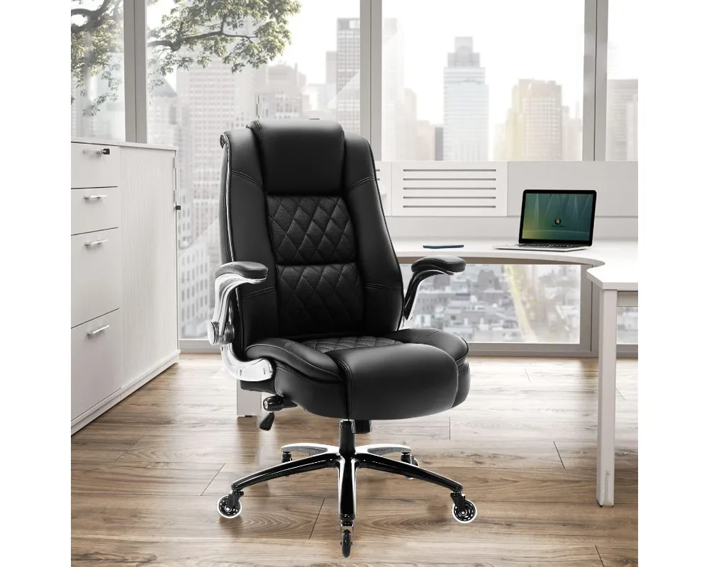 

Flip Arms Adjustable Built-in Lumbar Support,Thick Padded Strong Metal Base Quiet Wheels, Office Chairs