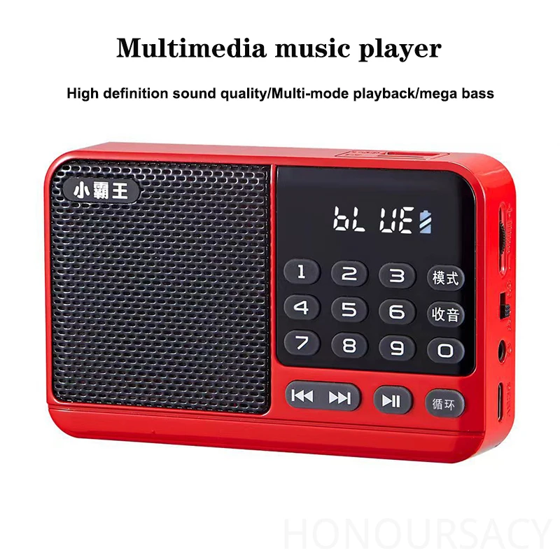 

Ручной перезаряжаемый цифровой FM-радио USB TF Портативный музыкальный плеер со светодиодным дисплеем MP3-плеер HIFI Стерео Bluetooth-динамик